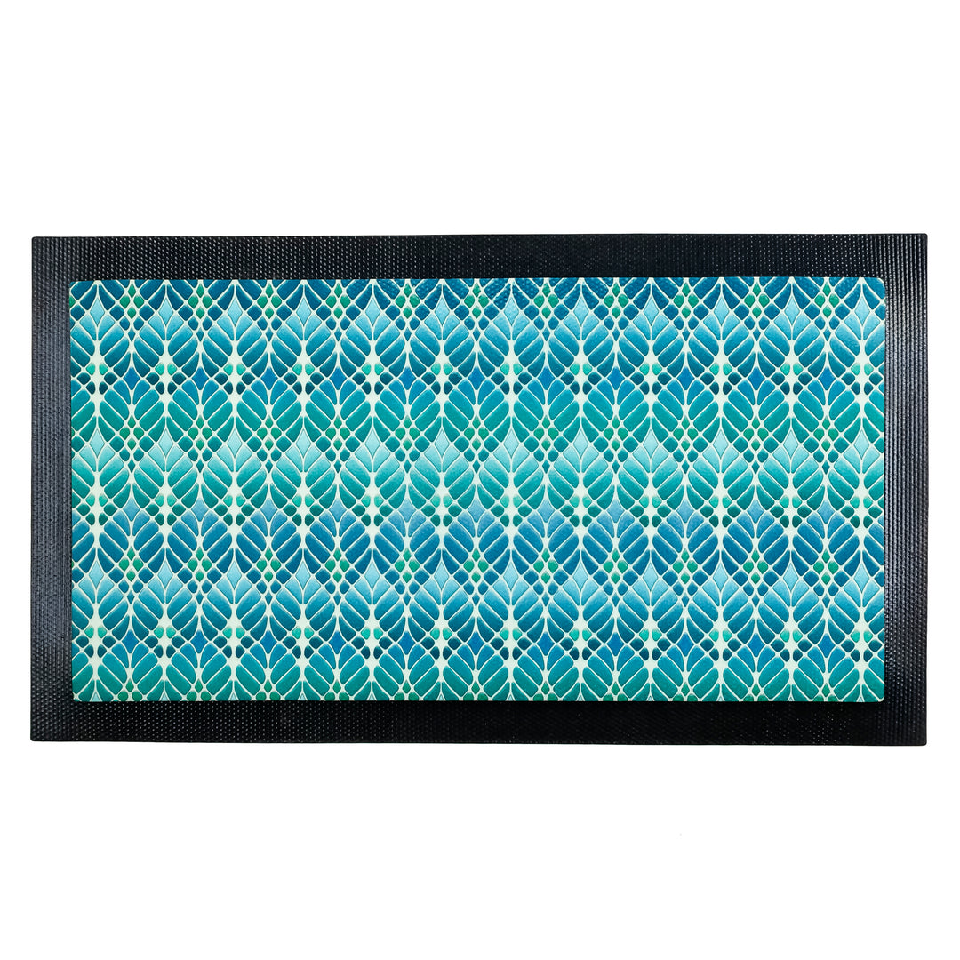 Interwoven Trees Pet Food Placemat - Blues &amp; Turquoises