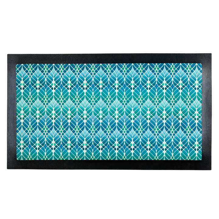 Interwoven Trees Pet Food Placemat - Blues &amp; Turquoises