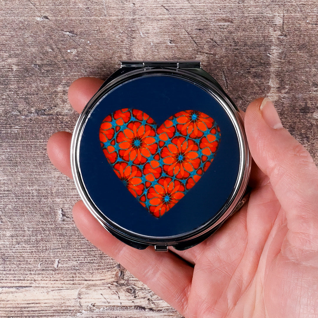Flower Hearts Folding Mirror and Lens Cloth