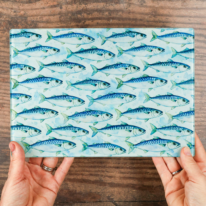 SALE - Small, rectangular - Mackerel Design - Cutting Board (smooth)
