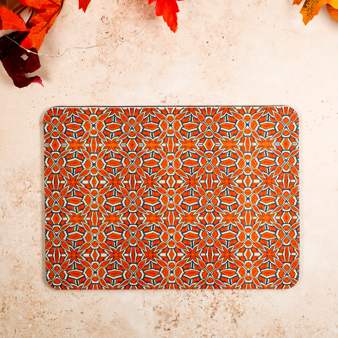 SALE SECOND - Orange &amp; Teal "Tudor Rose" Design Mouse Mat