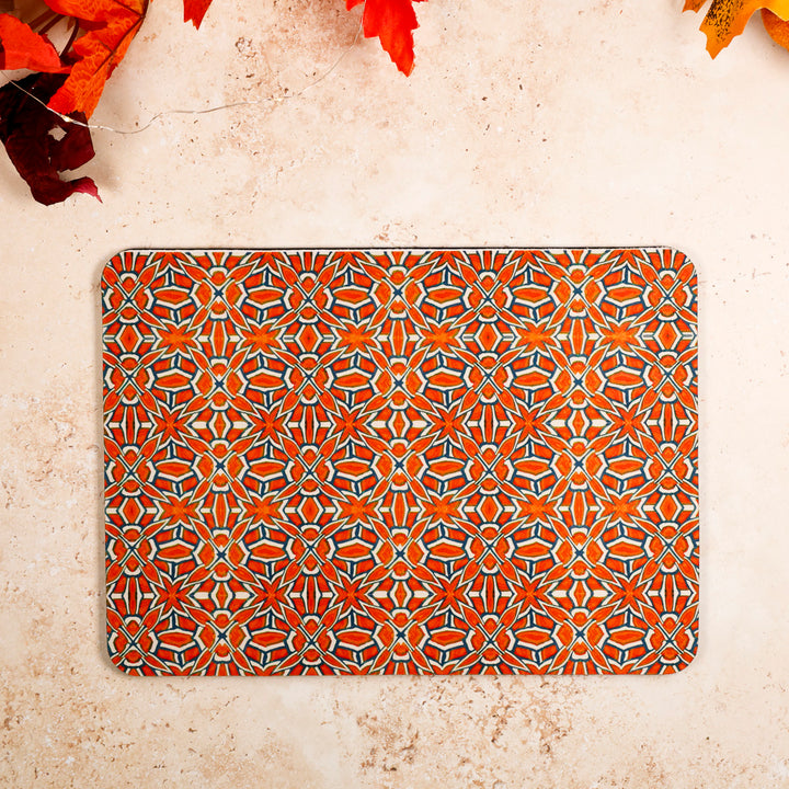 SALE SECOND - Orange &amp; Teal "Tudor Rose" Design Mouse Mat