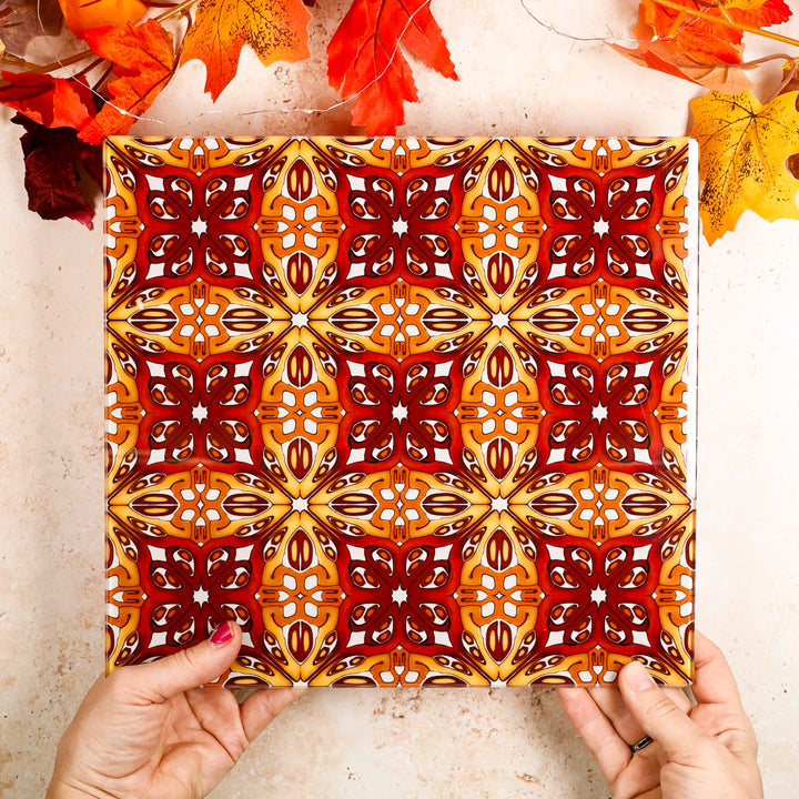 SALE - Red and Gold "Suzanne" Design - Medium/Smooth Worktop Protector