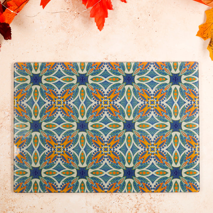 Thistle Design - Blue/Green/Orange - Decorative Worktop Protector