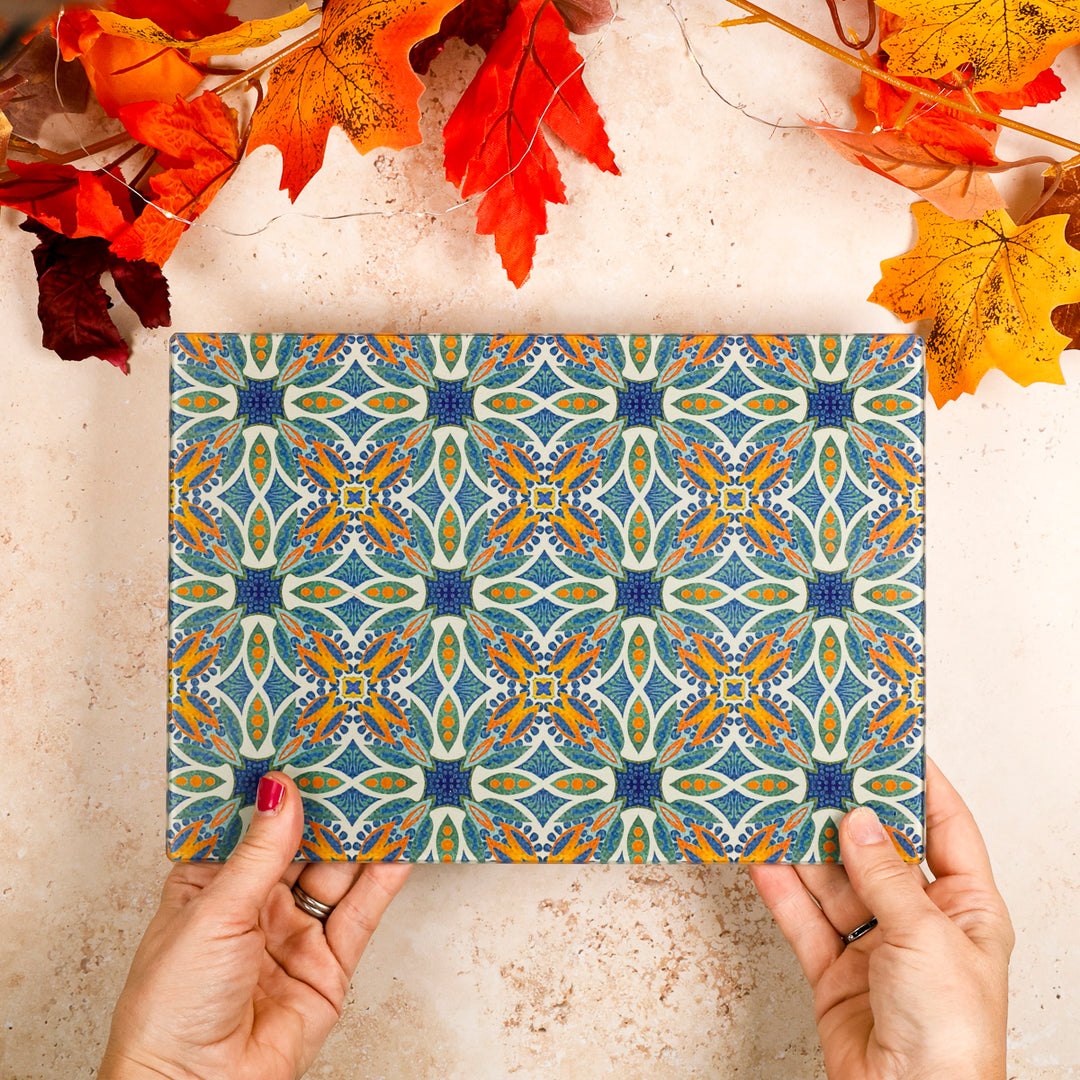 Thistle Design - Blue/Green/Orange - Decorative Worktop Protector