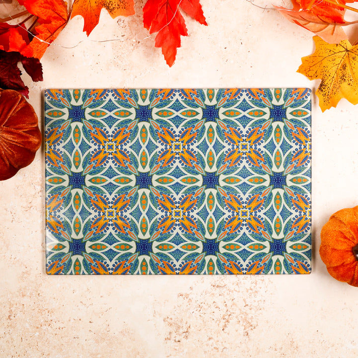 Thistle Design - Blue/Green/Orange - Decorative Worktop Protector