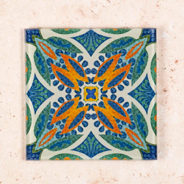 Thistle Design - Blue/Green/Orange - Decorative Worktop Protector