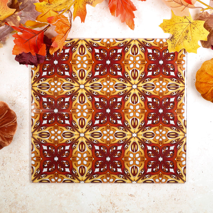 SALE - Red and Gold "Suzanne" Design - Medium/Smooth Worktop Protector