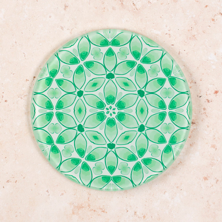 SALE - Pair of Circular Green Pea Leaves Coasters