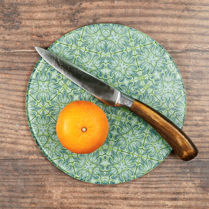 SALE - Lime/Grey Chrysanthemum - Circular Chopping Board (small)