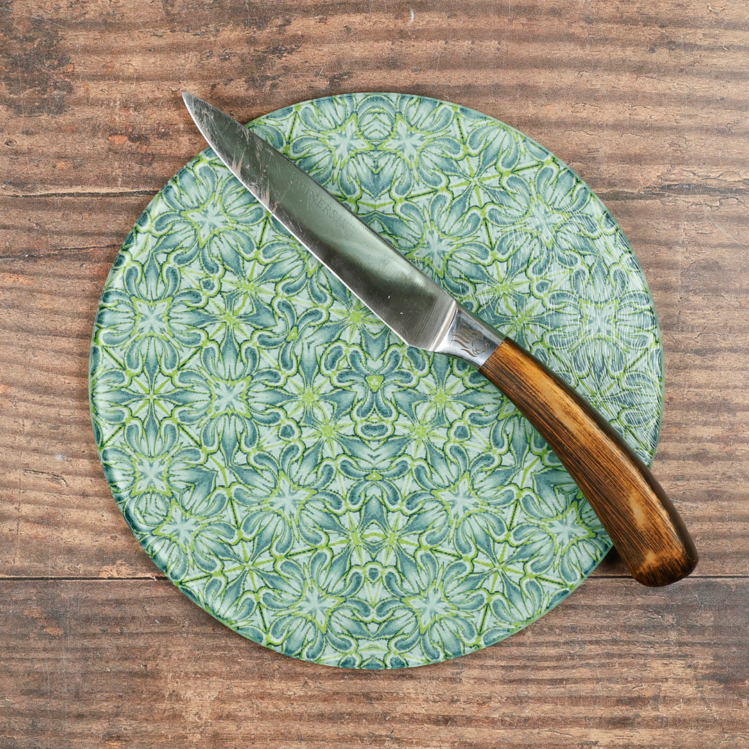 SALE - Lime/Grey Chrysanthemum - Circular Chopping Board (small)
