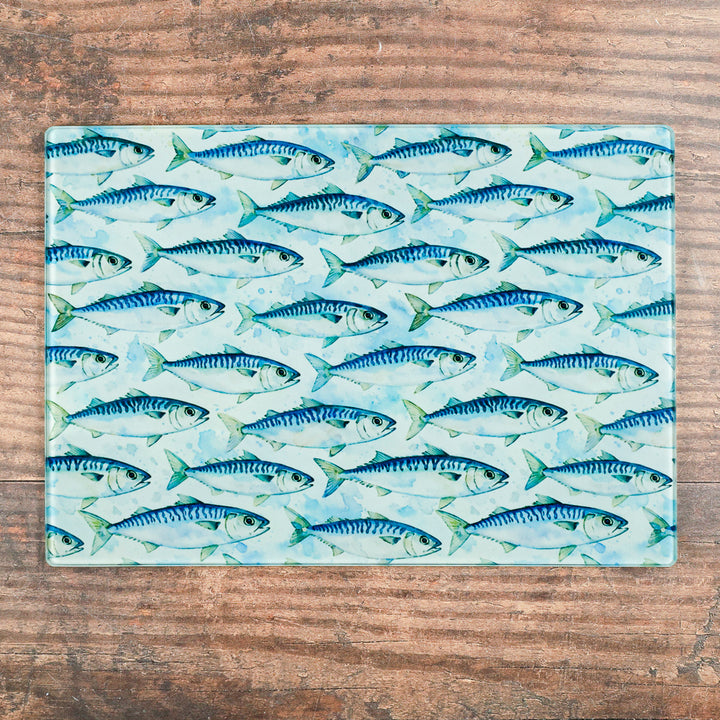 SALE - Small, rectangular - Mackerel Design - Cutting Board (smooth)