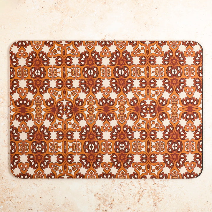 SALE - Ochre and Cream "Cogs" Design Mouse Mat