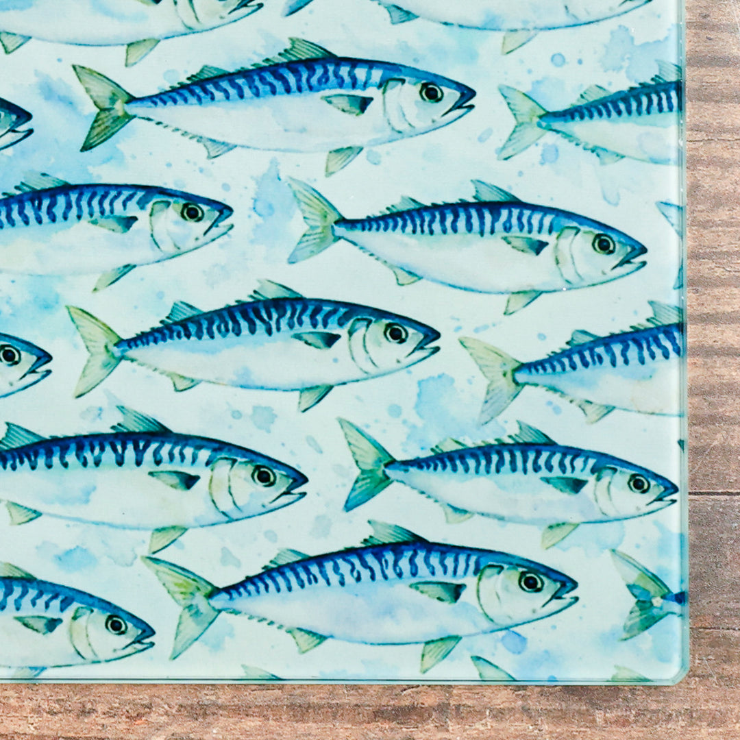 SALE - Small, rectangular - Mackerel Design - Cutting Board (smooth)