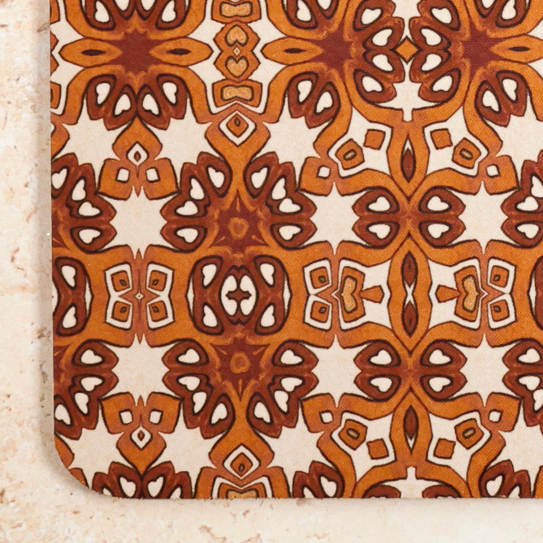 SALE - Ochre and Cream "Cogs" Design Mouse Mat
