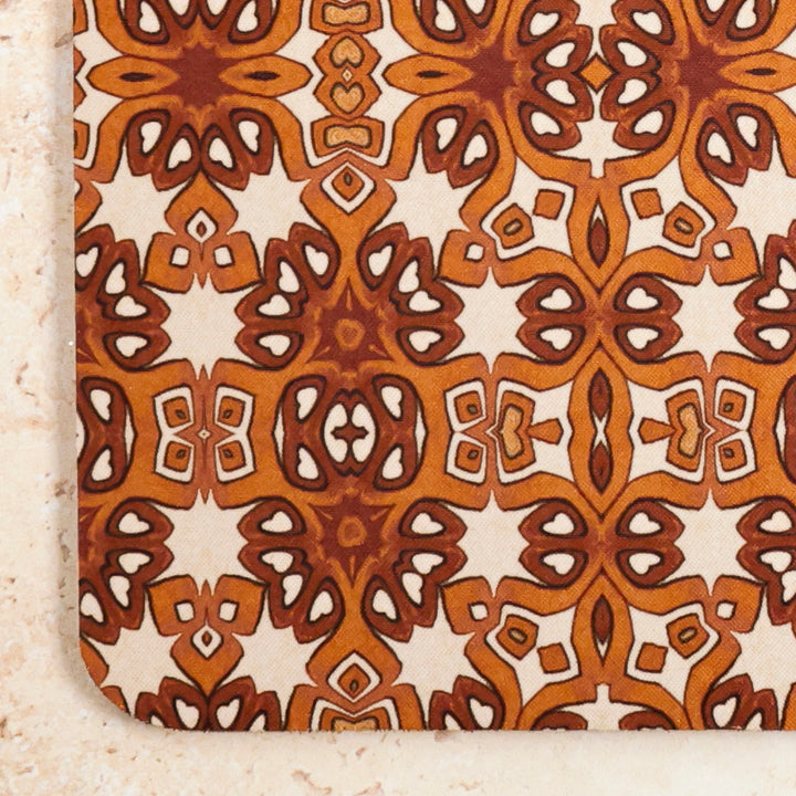 SALE - Ochre and Cream "Cogs" Design Mouse Mat