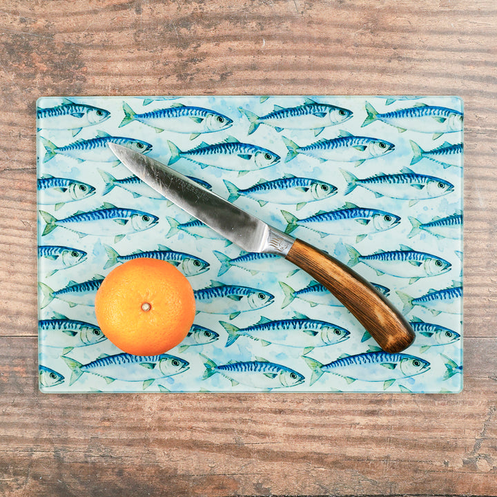 SALE - Small, rectangular - Mackerel Design - Cutting Board (smooth)