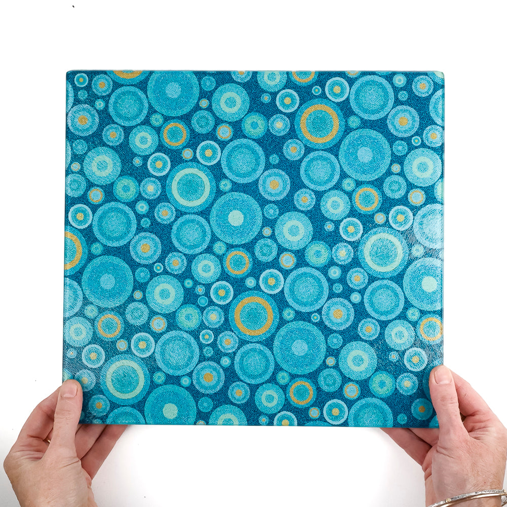 SALE - Medium Starry Night Chopping Board - Teal Orange