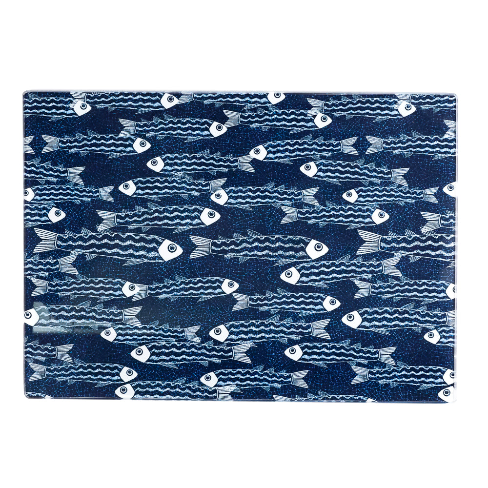 SALE - Small rectangular Ghost Fish on Blue/Black Worktop Protector
