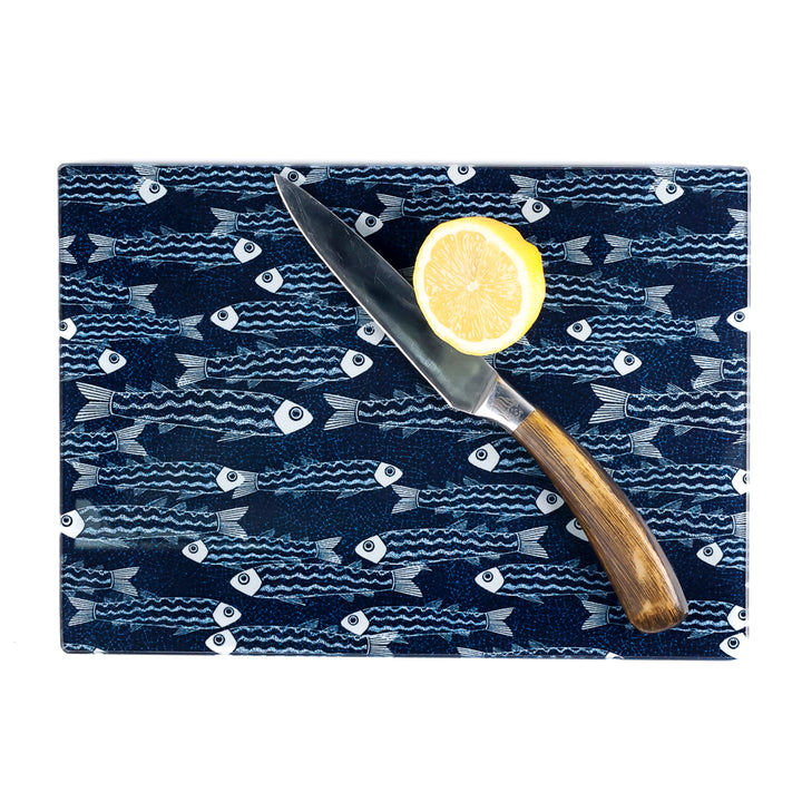SALE - Small rectangular Ghost Fish on Blue/Black Worktop Protector
