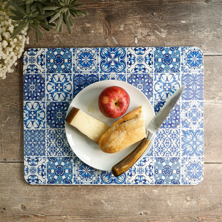 Mixed Tiles - XL Table Mat - Blue/White