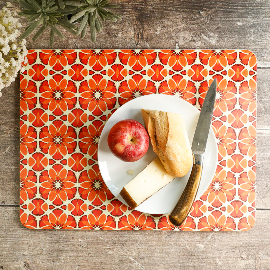 Moroccan Flower - XL Table Mat - Orange Apricot