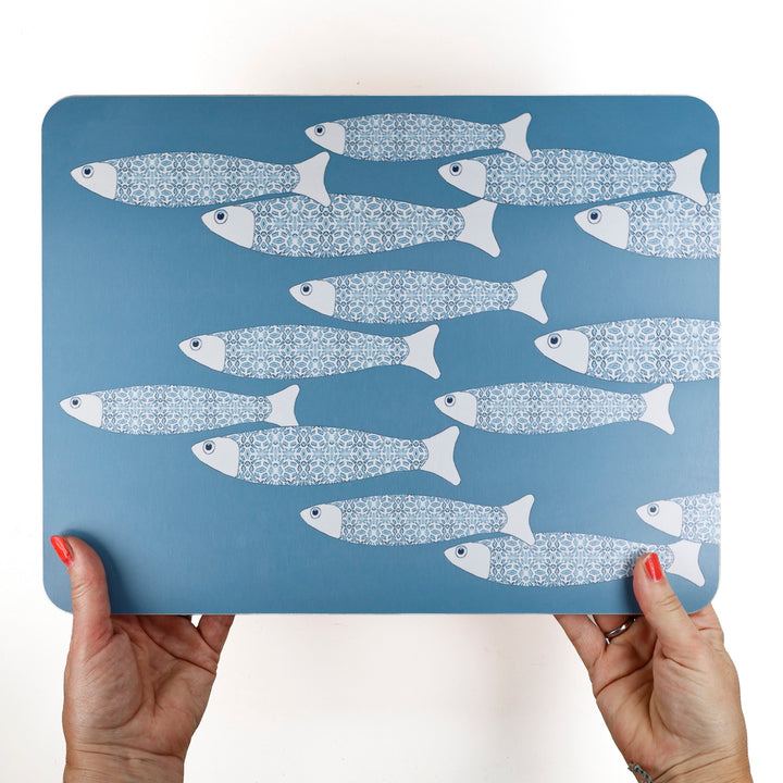 Ocean Shoal - XL Table Mat - Grey/Blue