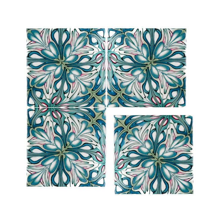 SALE SET of NINE x 10.8cm Flourishing Garden tiles - large scale