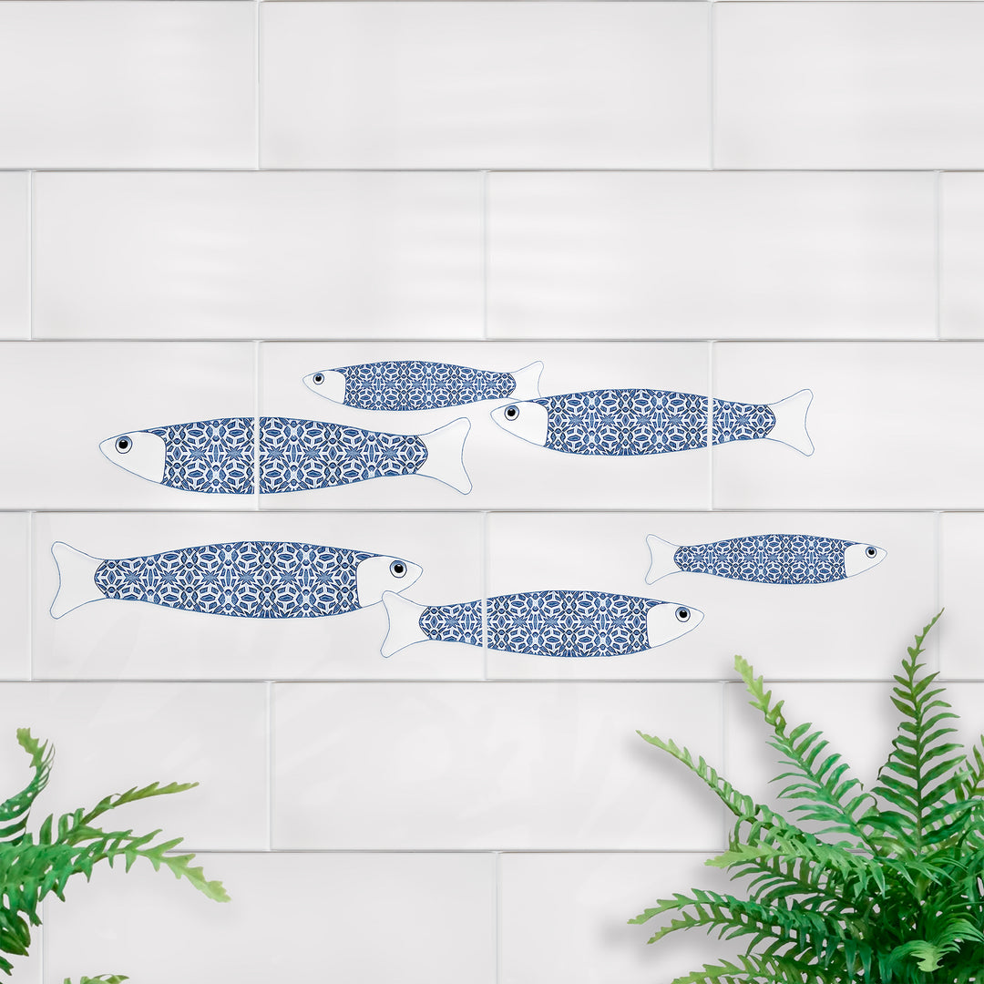 SALE Delft Danio Fish decal set - swimming left
