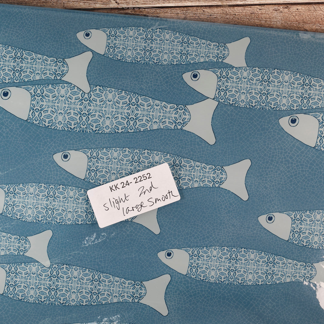 SALE - Large Rectangular Grey/Blue Ocean Shoal - Chopping Board (smooth)