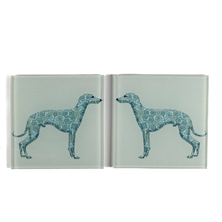 SALE - Pair of Greyhound / Whippet / Lurcher - blue/grey coasters (prototype)