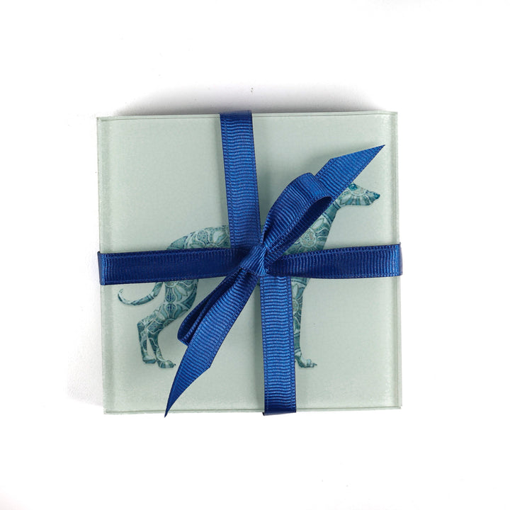 SALE - Set of 3x Greyhound / Whippet / Lurcher - blue/grey coasters (prototype)