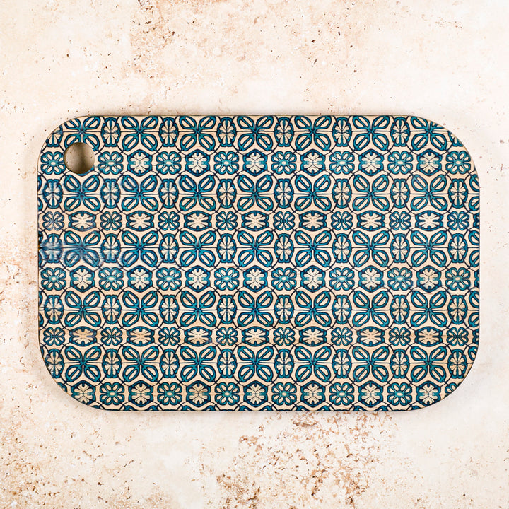 SALE SECOND - Turquoise Turkish Flower Wooden Chopping Board