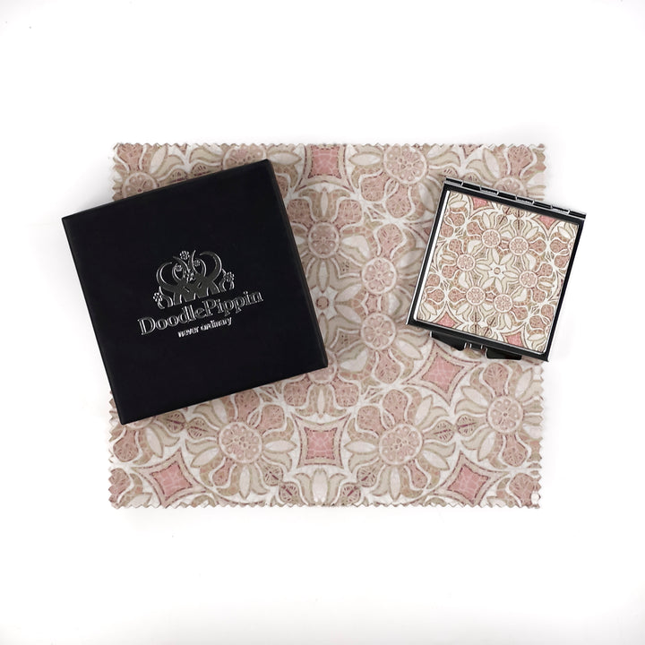 SALE - Pomegranate - Pink - Square Folding Mirror and Lens Cloth