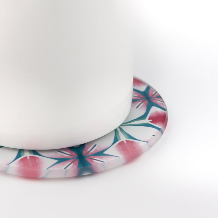 SALE - Small rectangular Pink &amp; Teal - Geometric Flower Worktop Protector