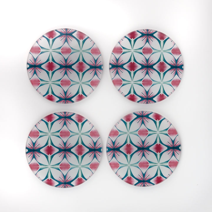 SALE - Small rectangular Pink &amp; Teal - Geometric Flower Worktop Protector