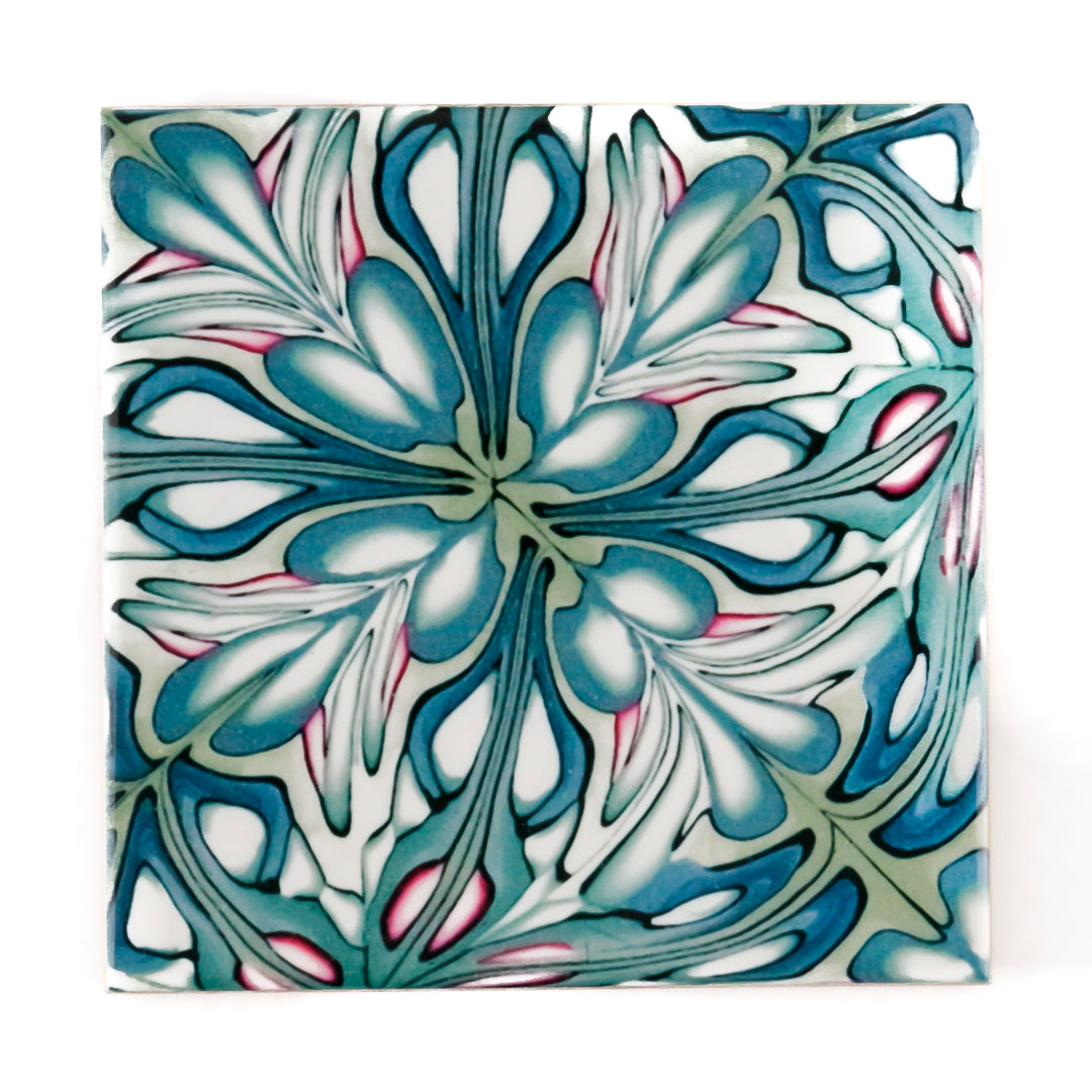 SALE SET of NINE x 10.8cm Flourishing Garden tiles - large scale