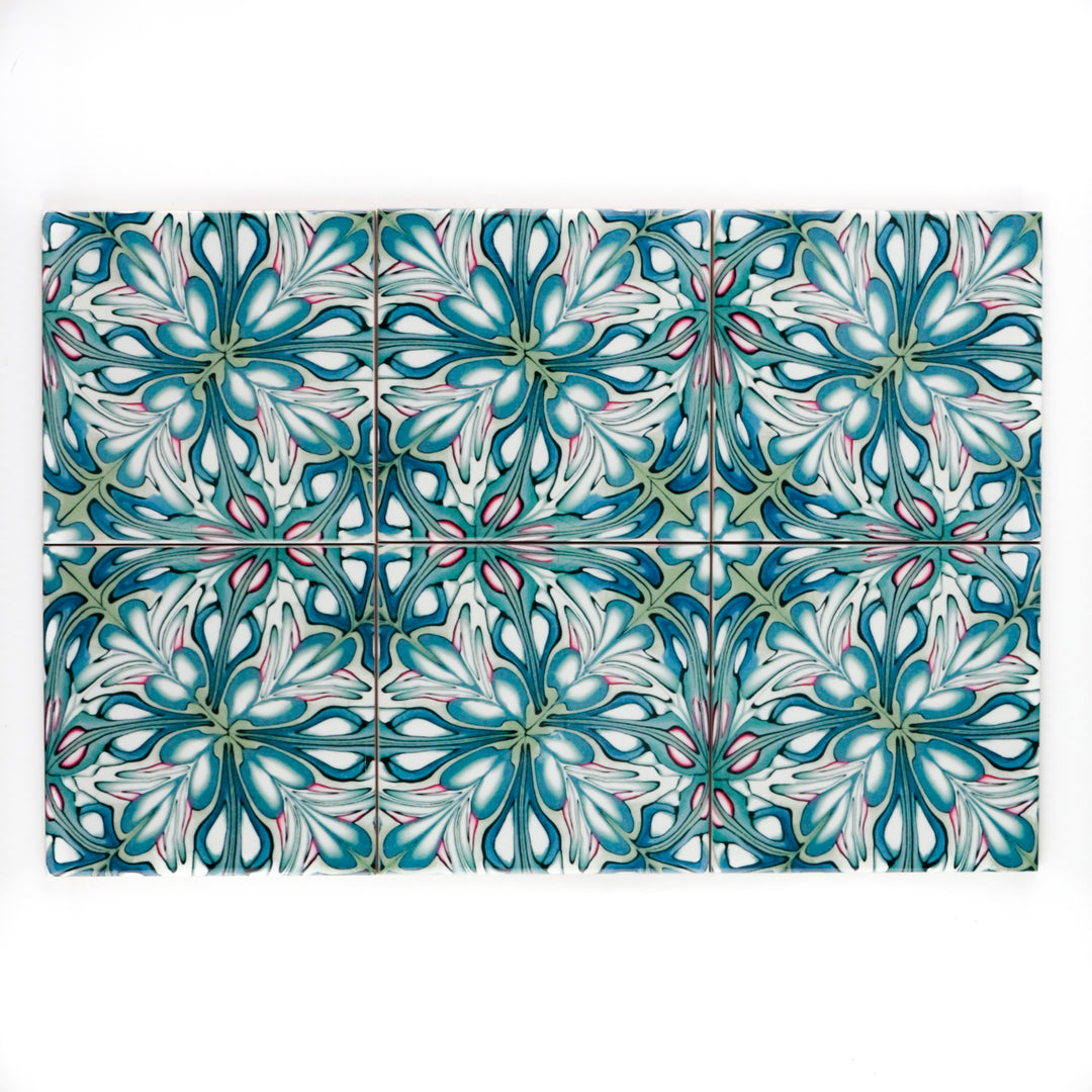 SALE SET of NINE x 10.8cm Flourishing Garden tiles - large scale