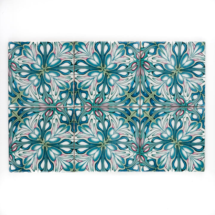 SALE SET of NINE x 10.8cm Flourishing Garden tiles - large scale