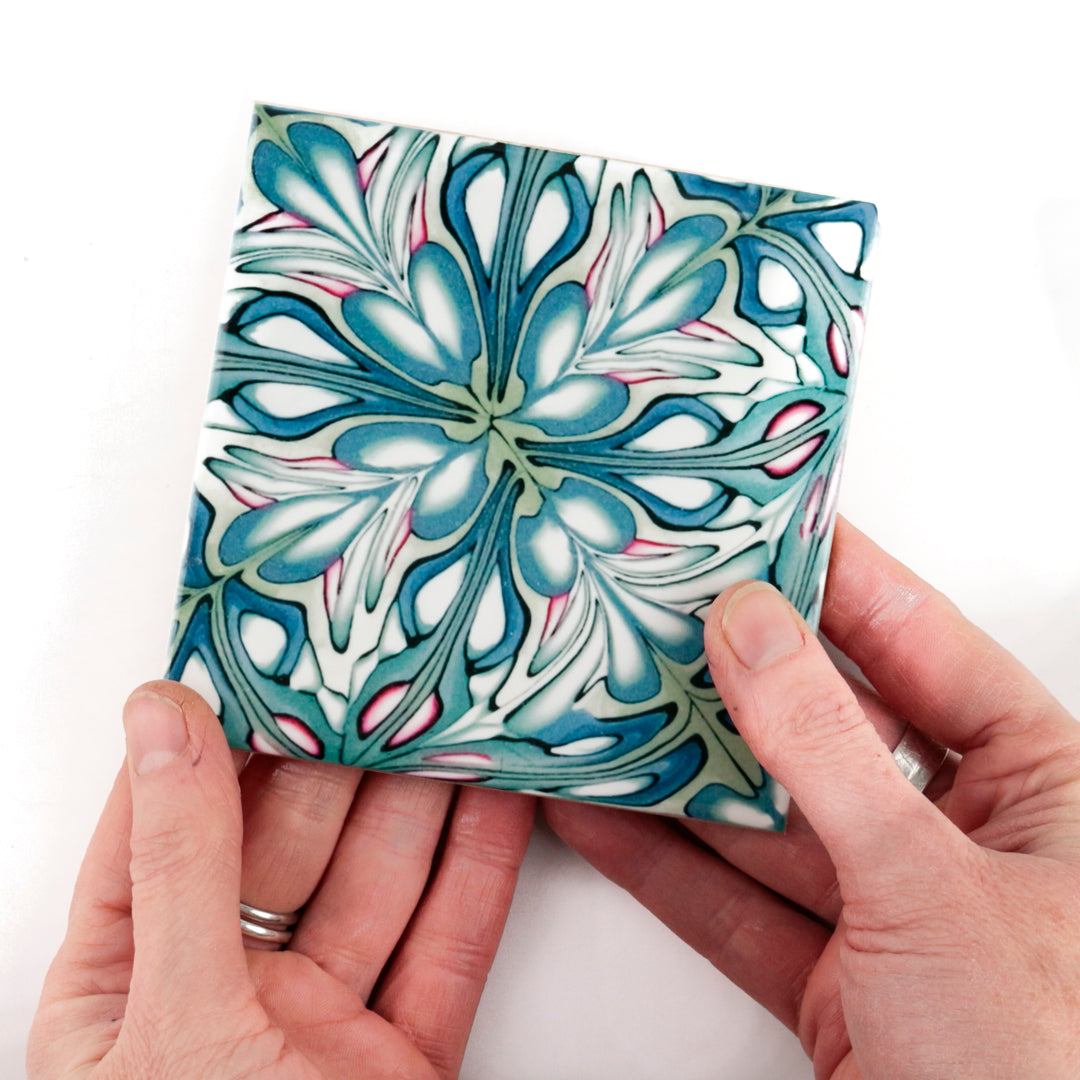 SALE SET of NINE x 10.8cm Flourishing Garden tiles - large scale