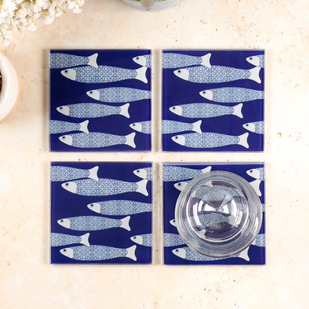SALE Seconds : Ocean Shaoal Coaster Set - Navy Blue