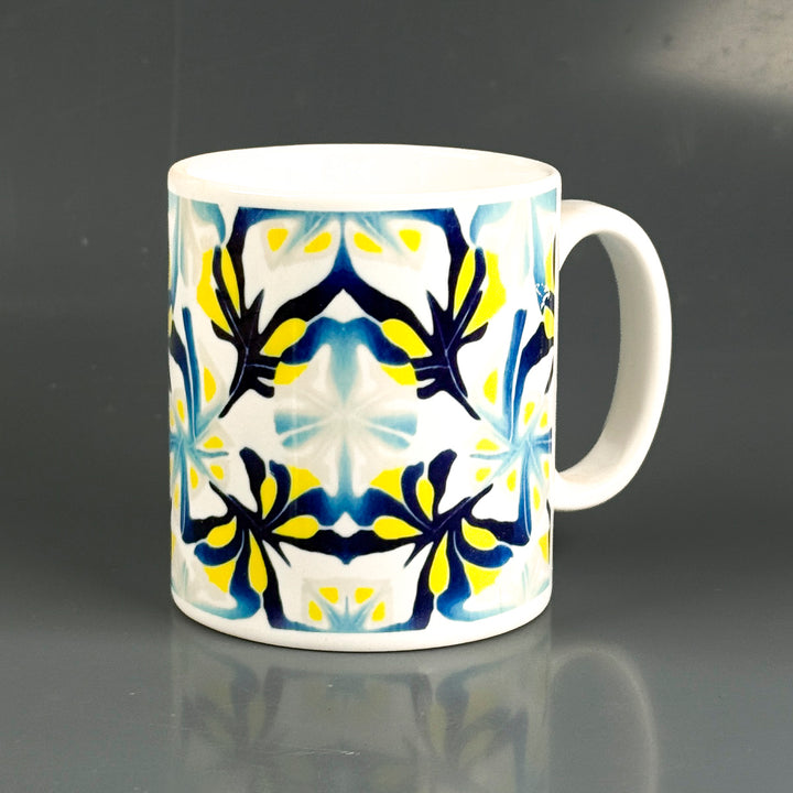 SALE - Navy Yellow Abstract Ceramic Mug