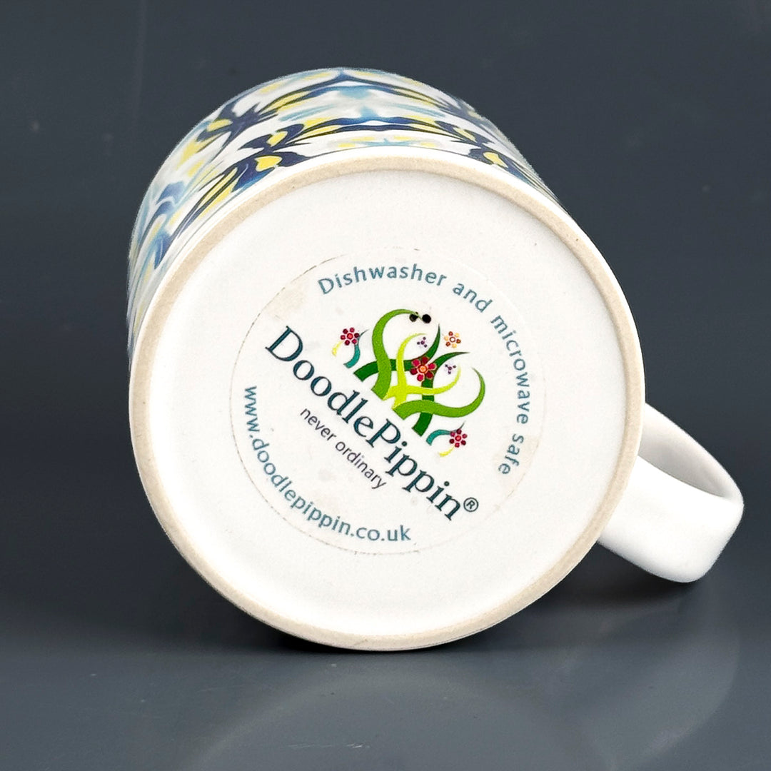 SALE - Navy Yellow Abstract Ceramic Mug