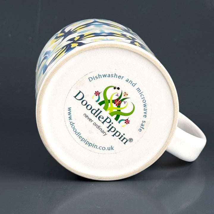 SALE - Navy Yellow Abstract Ceramic Mug