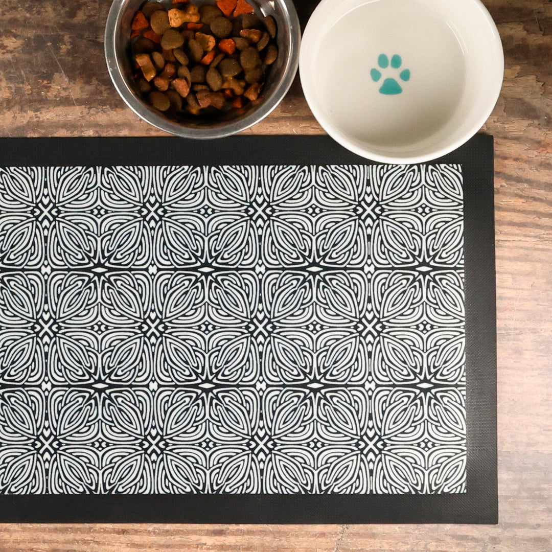 SALE - Black &amp; Grey Celtic Pet Food Placemat