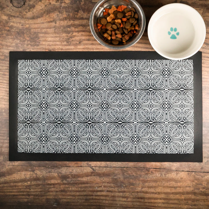 SALE - Black &amp; Grey Celtic Pet Food Placemat
