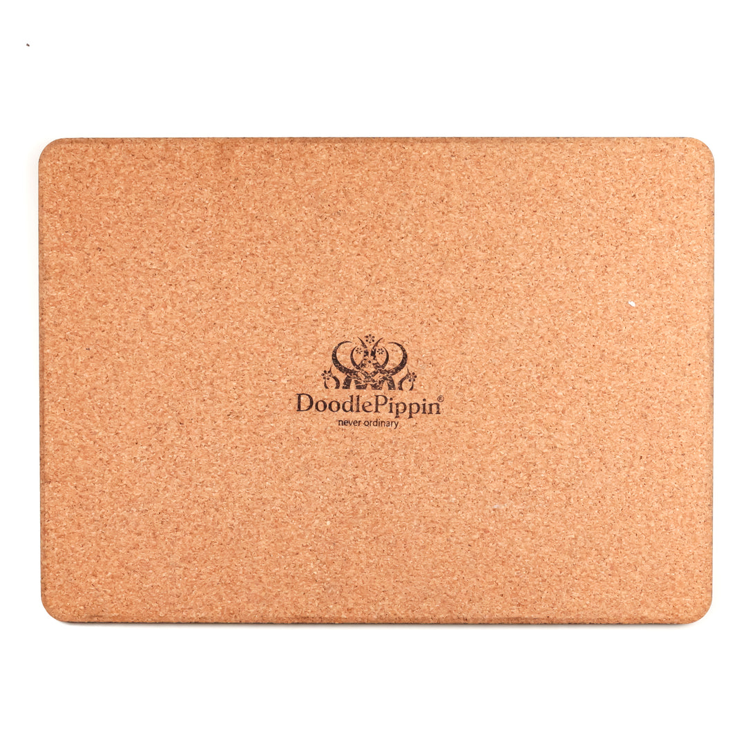 SALE - Single Cork Placemat - Blue Moroccan Flower