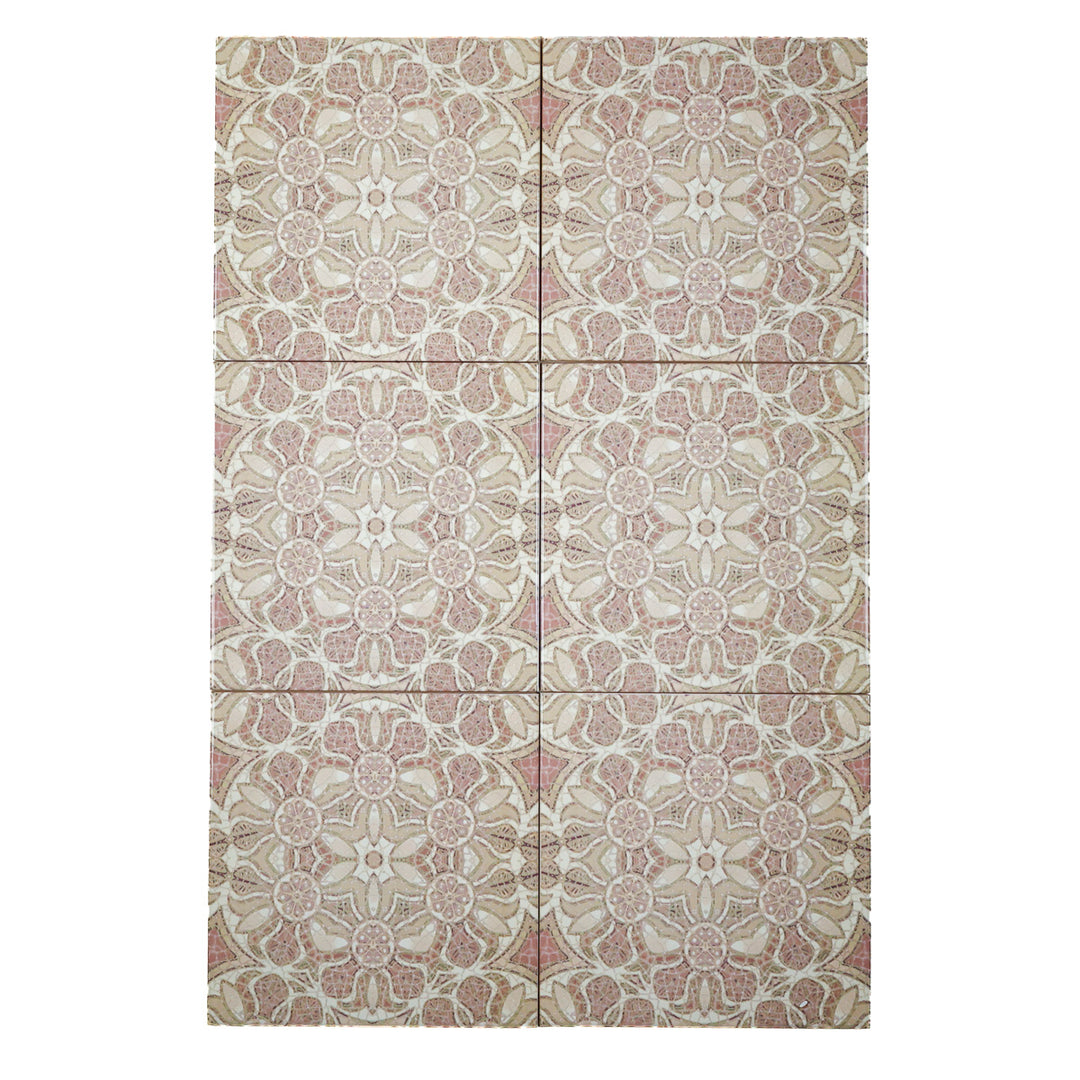SALE SET - Fired Ink - 6x 15cm Pomegranate Tiles - Plaster Pink