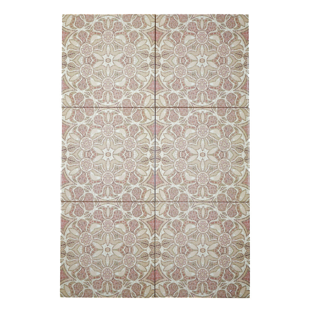 SALE SET - Fired Ink - 6x 15cm Pomegranate Tiles - Plaster Pink