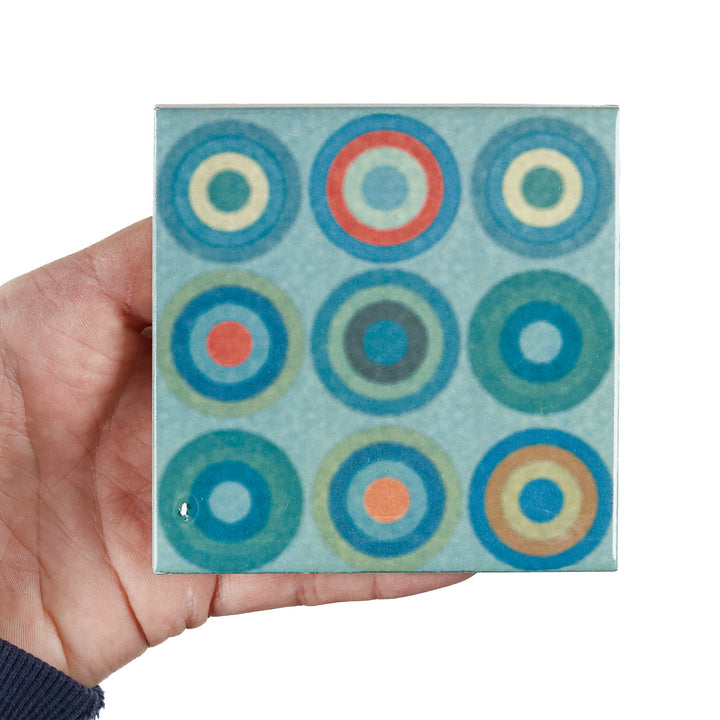 SALE - Fired Ink - Set of 6 x 10cm Colourful Circle Tiles
